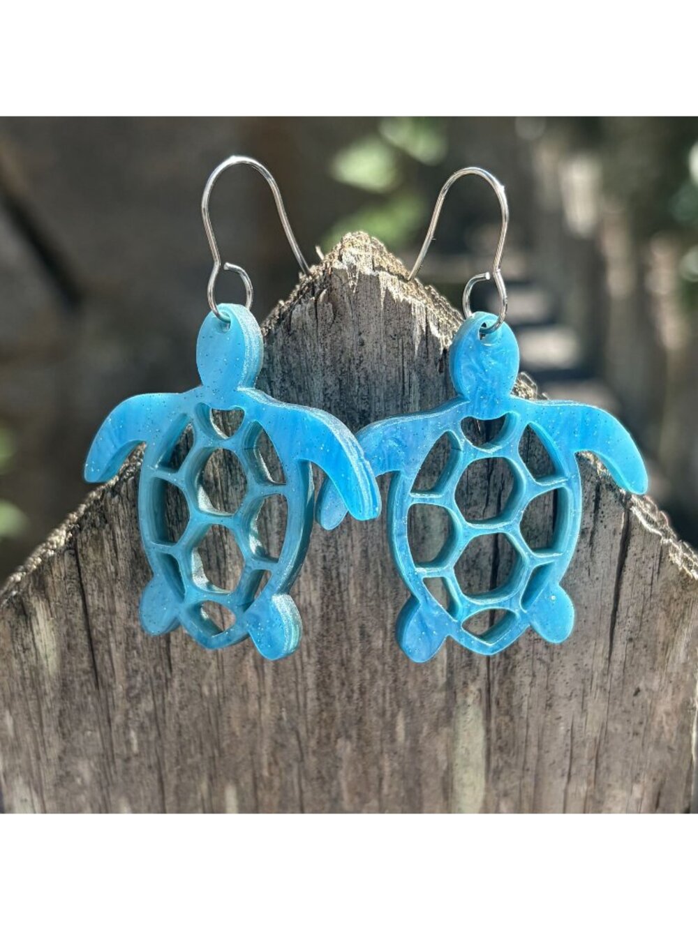 Turtle Blue Dangle Earrings Ocean Lady Bella Designs Sea Life Summer Gift NEW - Picture 3 of 12